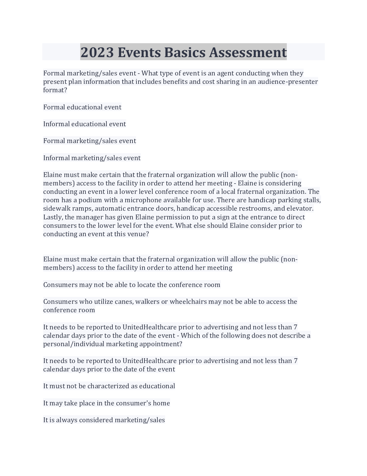 Preview image for Questions And Answers 2023 Events Basics Assessment